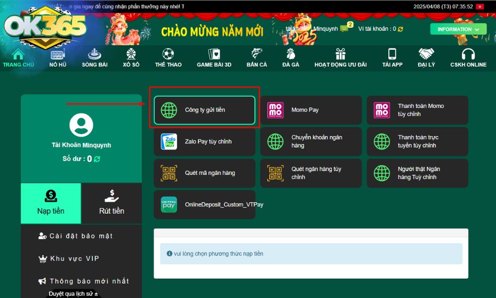 Chọn hình thức “công ty gửi tiền”